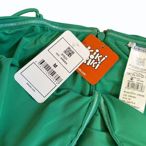 Kikiriki Ruched Bodycon‎ Mini Dress Womens M Party Kelly Green St Patrick's Day - Picture 7 of 10